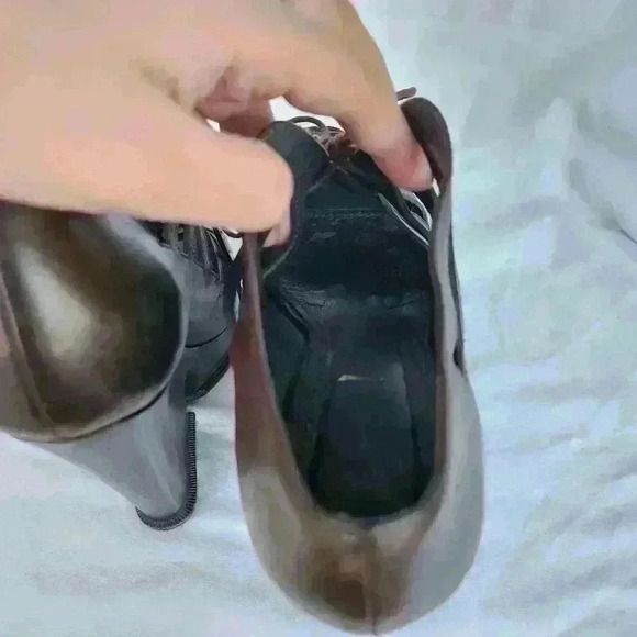 YVES SAINT LAURENT Brown Leather Lace-Up Caged Peep-Toe Heels | Gladiator Wedges - Picture 5 of 8